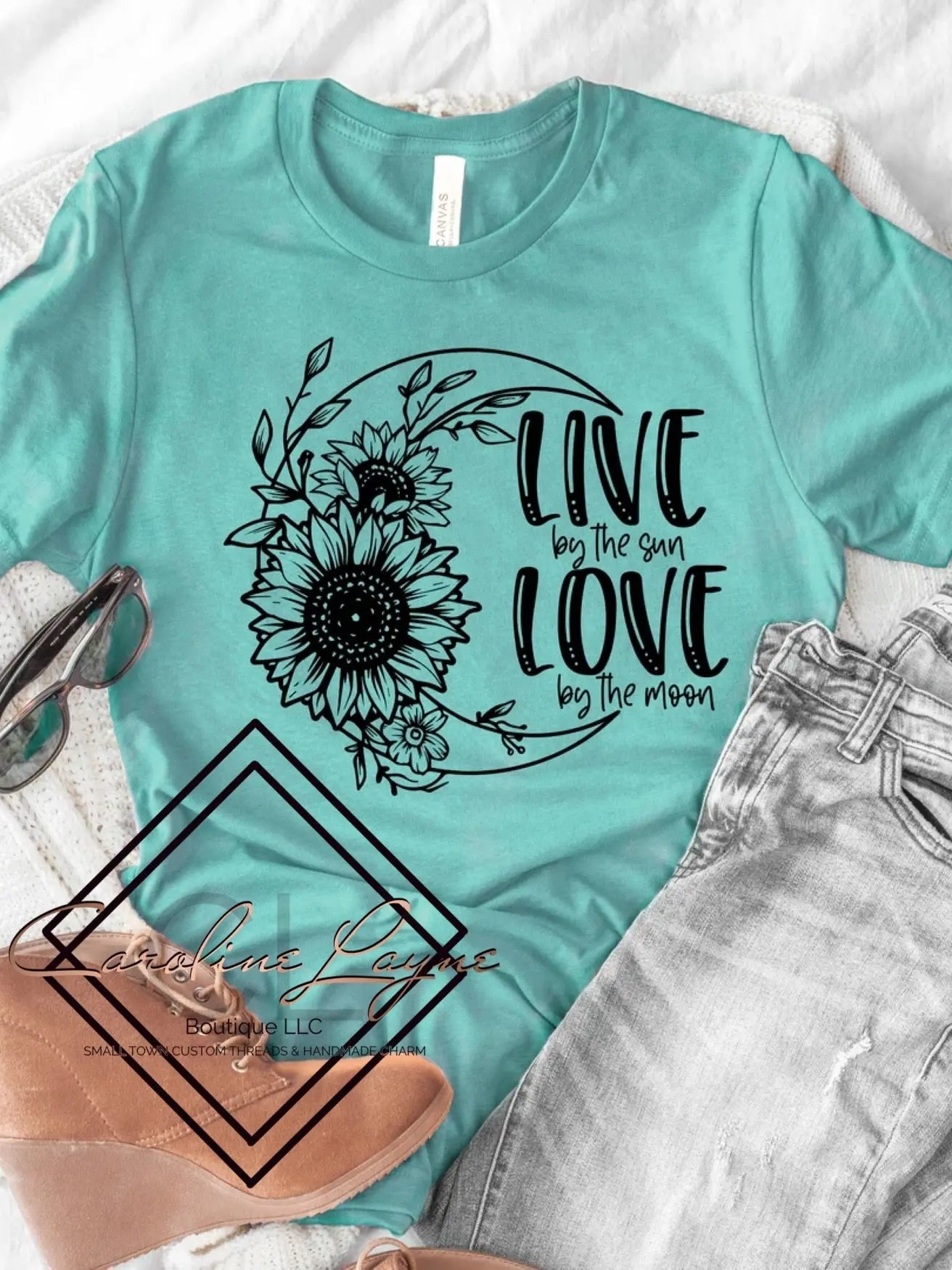 Live By The Sun Love By The Moon Tee - Caroline Layne Boutique LLC