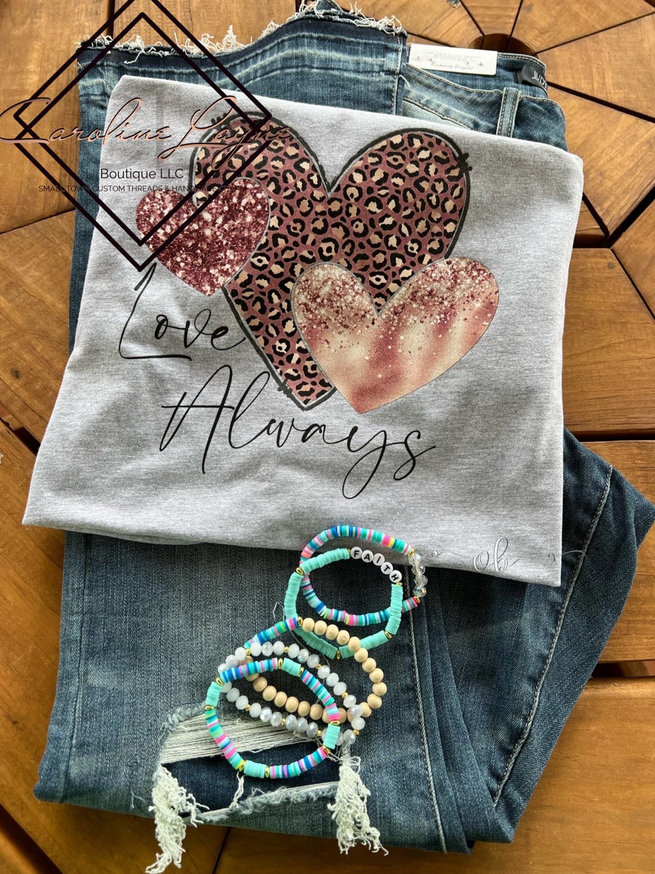 Love Always Leopard Heart Tee - Caroline Layne Boutique LLC