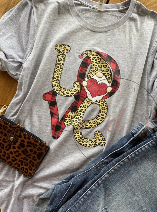 Love Gnome Leopard Plaid Tee - Caroline Layne Boutique LLC