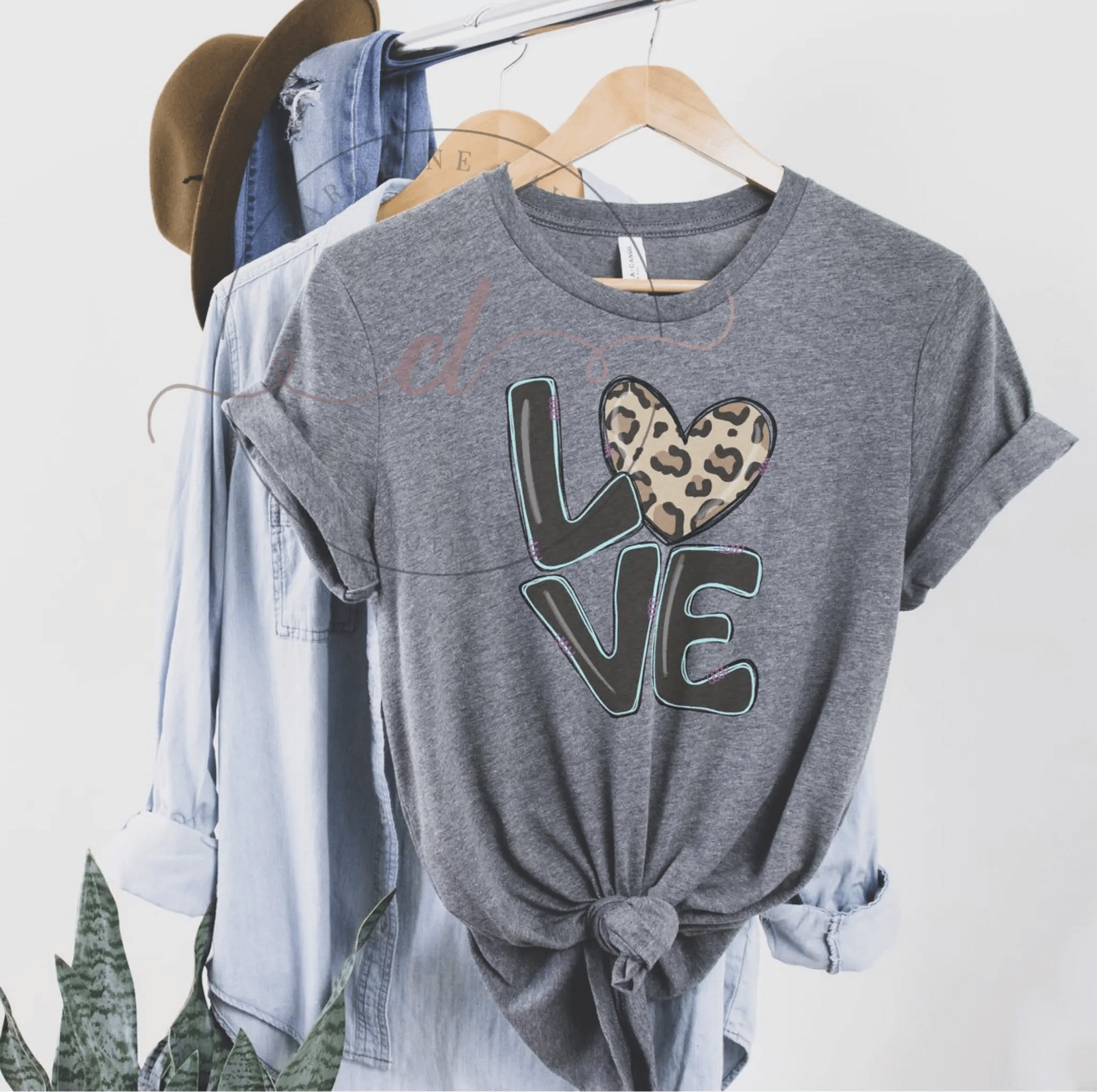 Love Leopard Heart Tee - Caroline Layne Boutique LLC