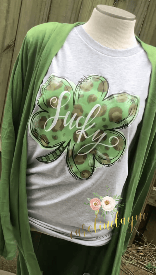 Lucky Leopard Shamrock Tee - Caroline Layne Boutique LLC