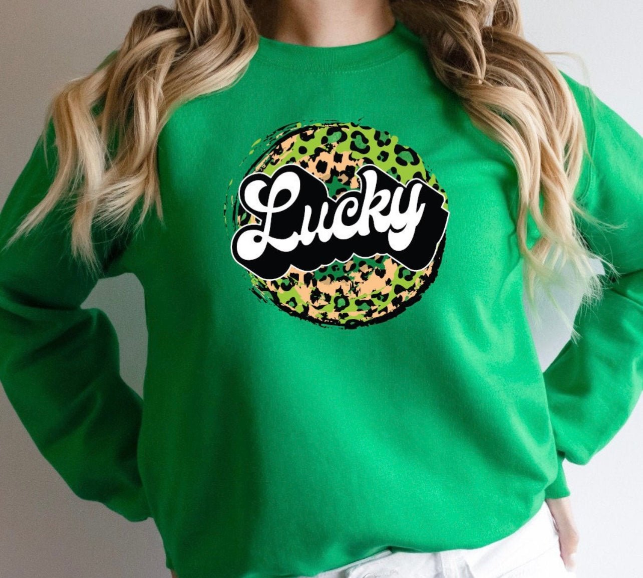 Lucky leopard Sweatshirt - Caroline Layne Boutique LLC