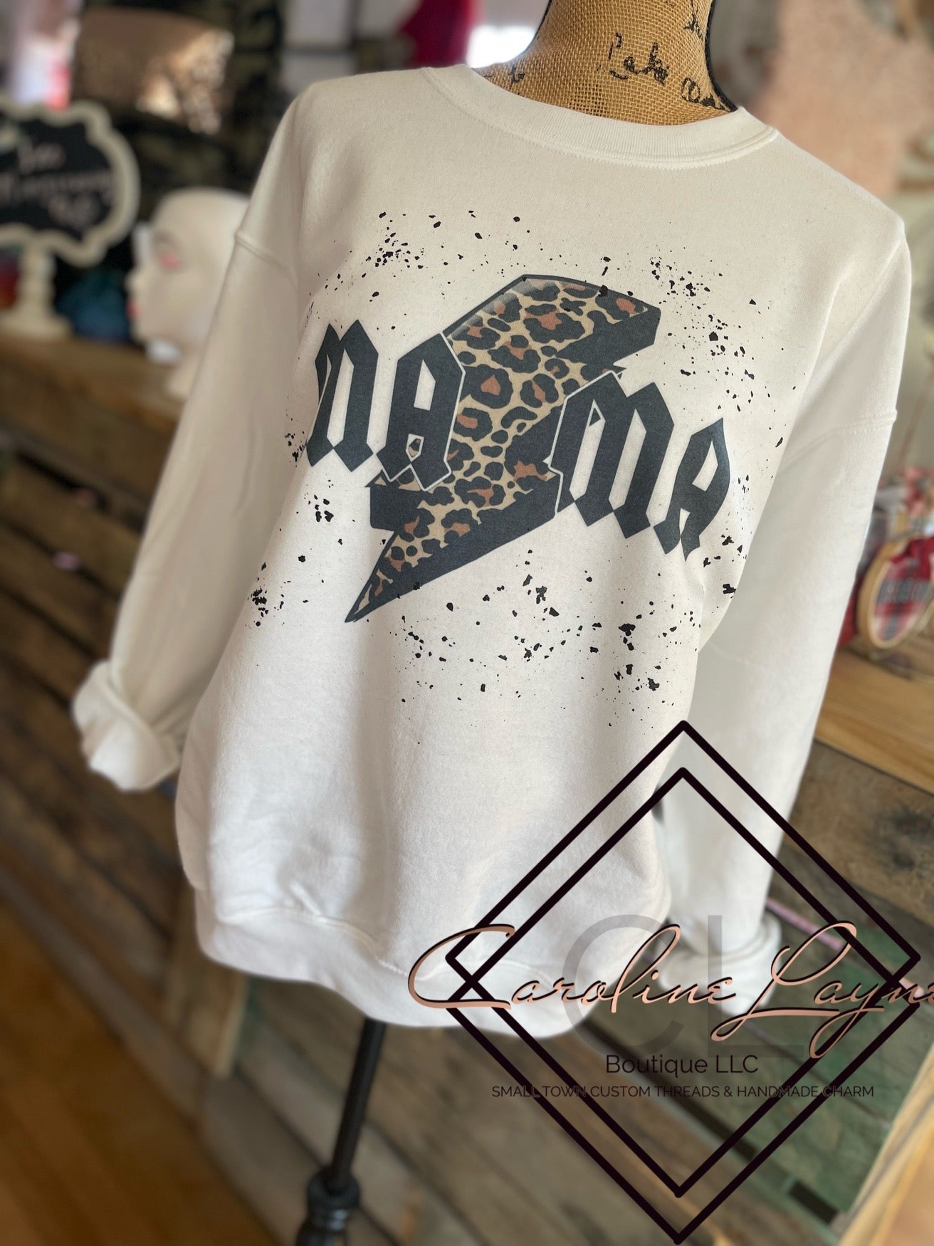 Mama Leopard Lightning Bolt Sweatshirt - Caroline Layne Boutique LLC