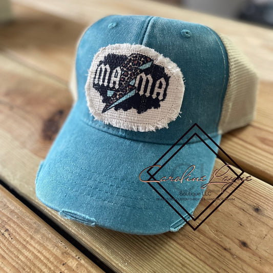Mama Lightening Bolt Fringe Trucker Hat - Caroline Layne Boutique LLC