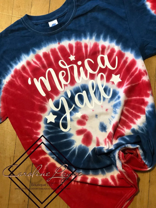 Merica Y’all Tie Dye Tee - Caroline Layne Boutique LLC