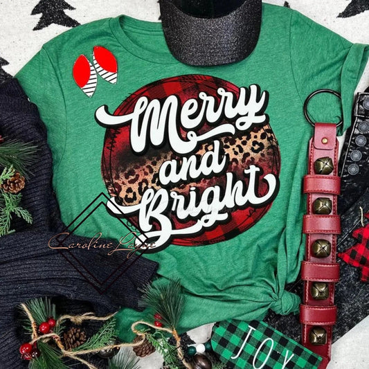 Merry and Bright Leopard Plaid Tee - Caroline Layne Boutique LLC