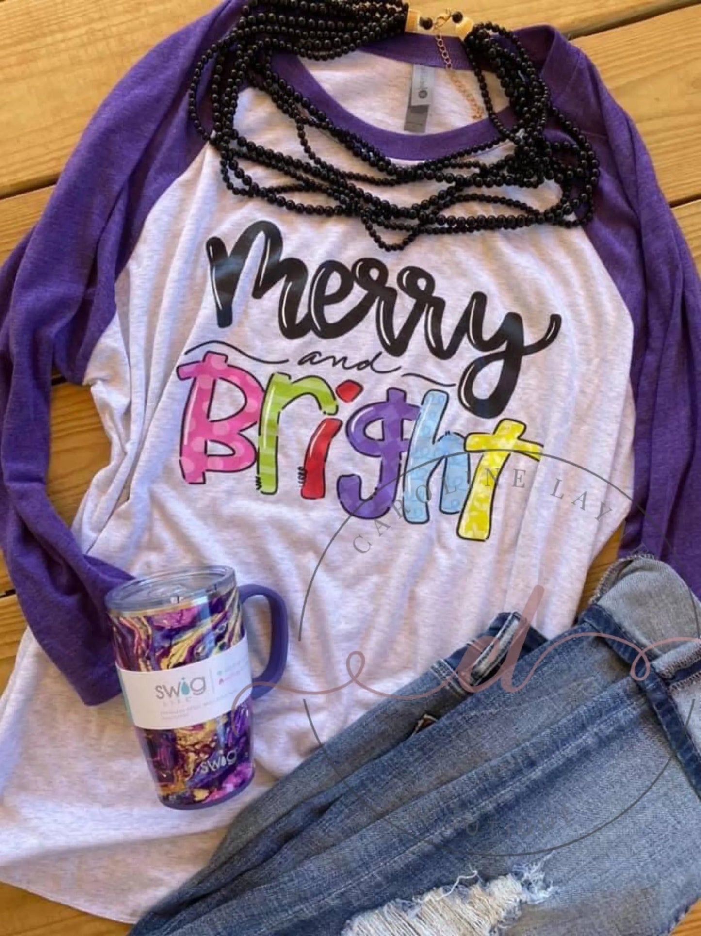 Merry And Bright Raglan - Caroline Layne Boutique LLC