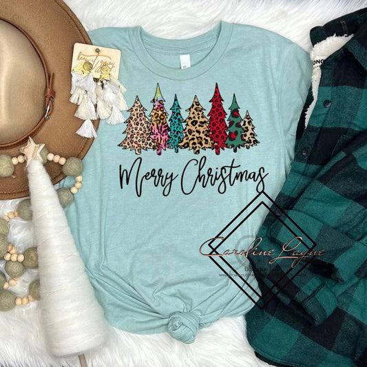 Merry Christmas Leopard Trees Tee - Caroline Layne Boutique LLC