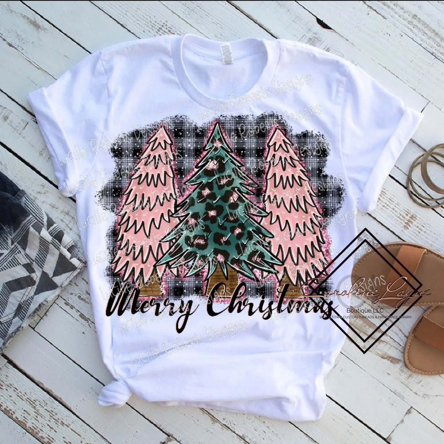 Merry Christmas Leopard Trees Tee - Caroline Layne Boutique LLC