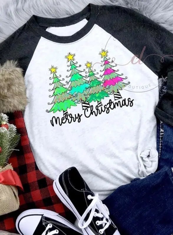 Merry Christmas Raglan - Caroline Layne Boutique LLC