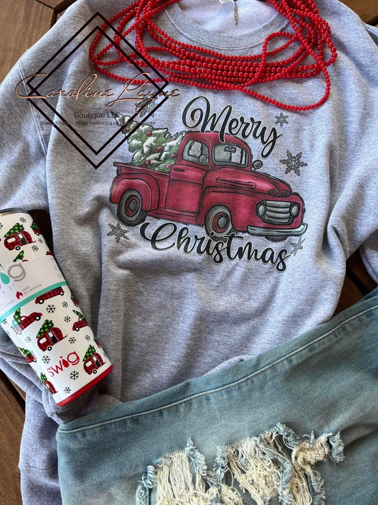 Merry Christmas truck Sweatshirt - Caroline Layne Boutique LLC