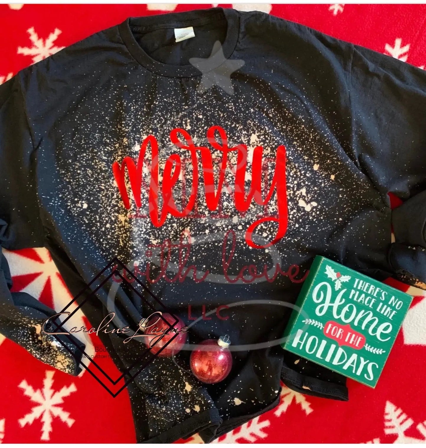 Merry Glitter Bleached Long Sleeve - Caroline Layne Boutique LLC