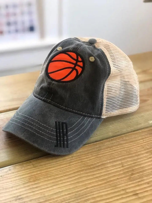 Monogrammed Basketball Applique Comfort Color Trucker Hat - Caroline Layne Boutique LLC