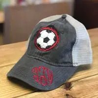 Monogrammed Soccer Applique Comfort Color Trucker Hat - Caroline Layne Boutique LLC