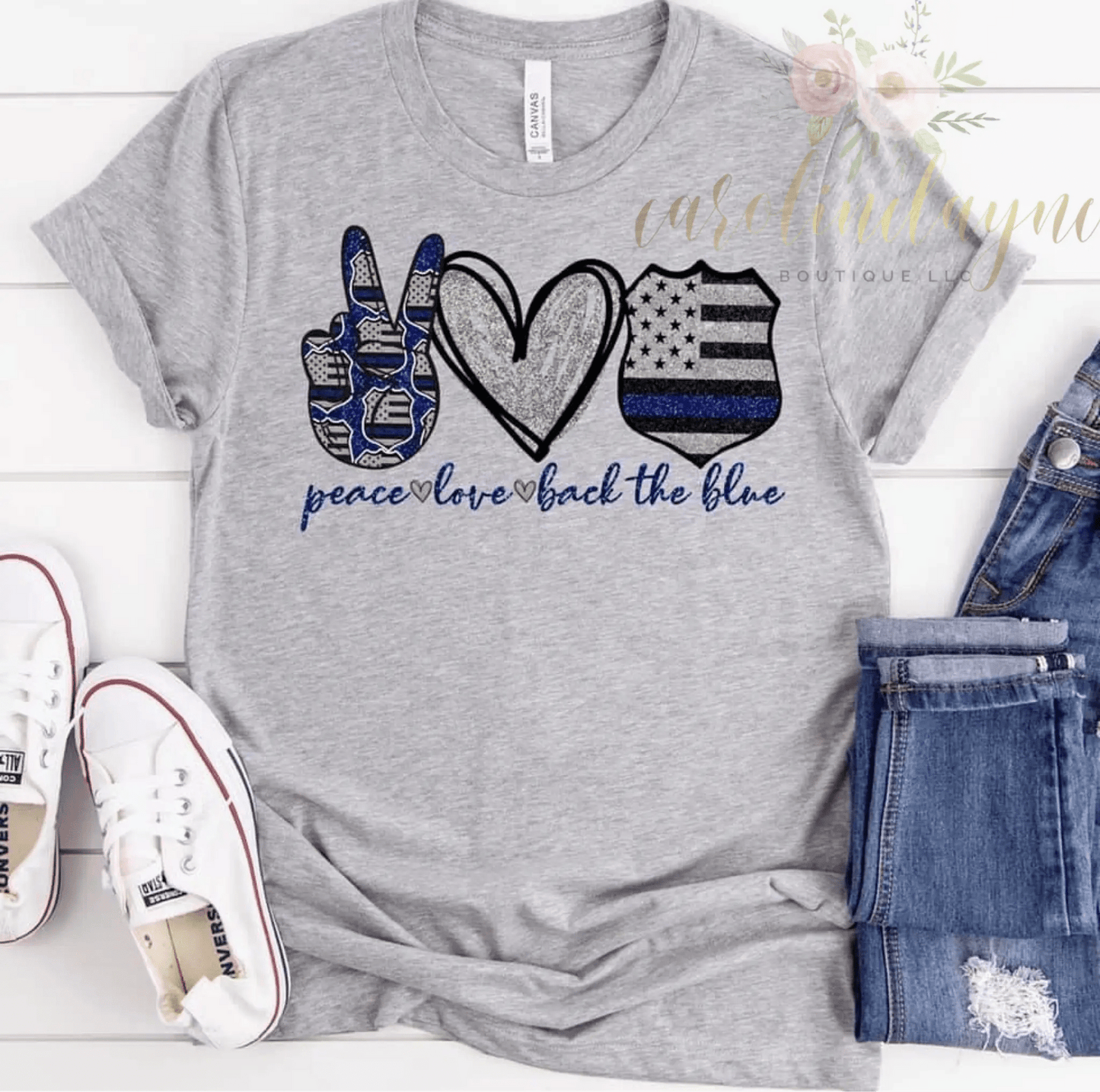 Peace Love Back The Blue Tee - Caroline Layne Boutique LLC