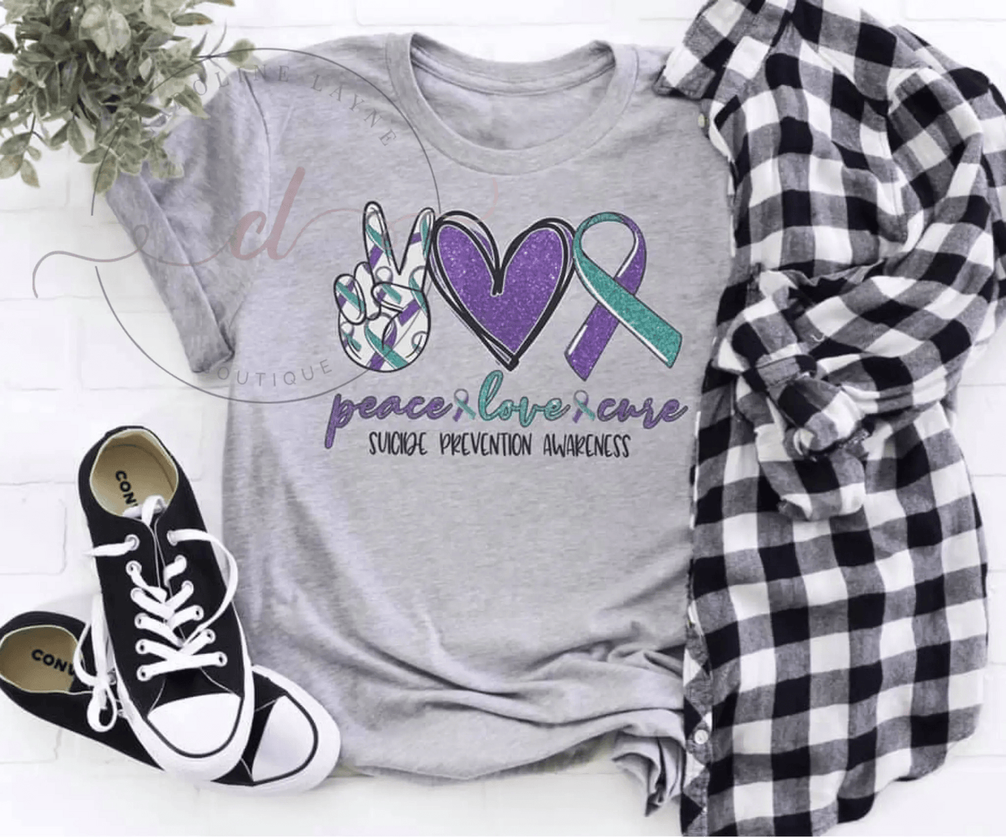 Peace Love Cure Suicide Prevention Awareness tee - Caroline Layne Boutique LLC