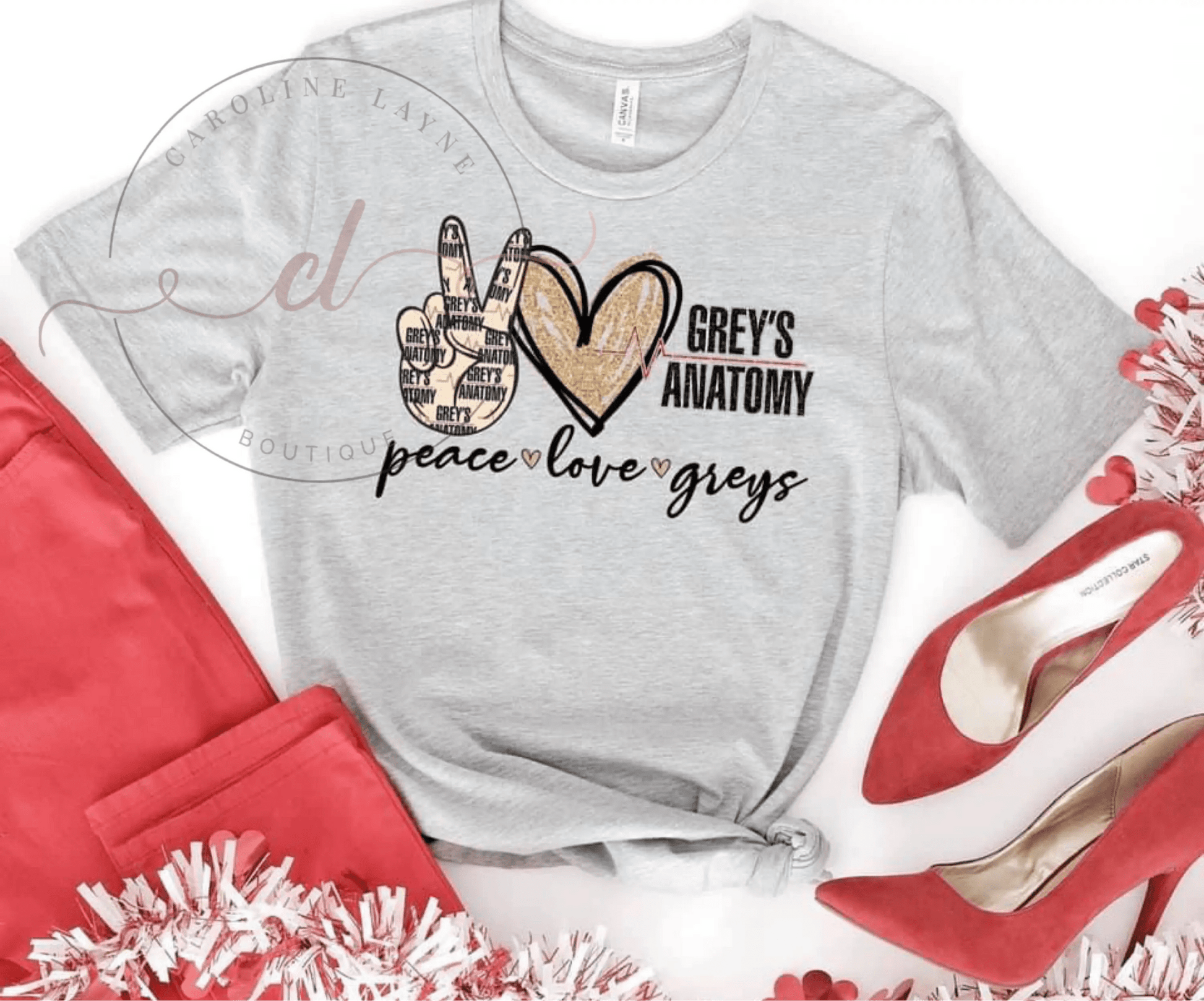 Peace Love Greys Tee - Caroline Layne Boutique LLC