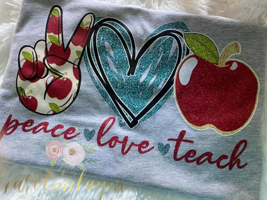 Peace Love Teach Tee - Caroline Layne Boutique LLC