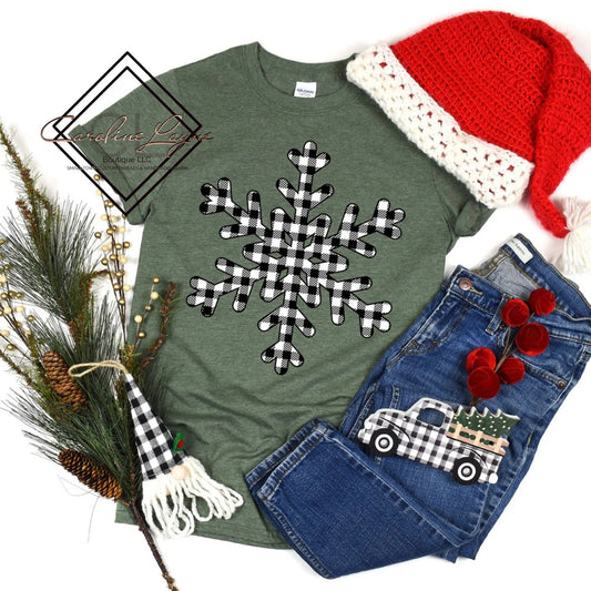 Plaid Snowflake Tee - Caroline Layne Boutique LLC