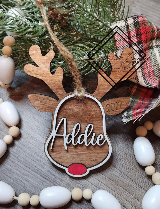 Reindeer Name Christmas Ornament - Caroline Layne Boutique LLC