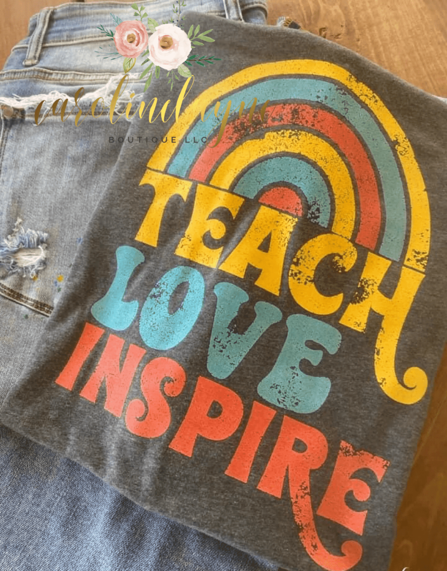 Retro Love Teach Inspire Tee - Caroline Layne Boutique LLC