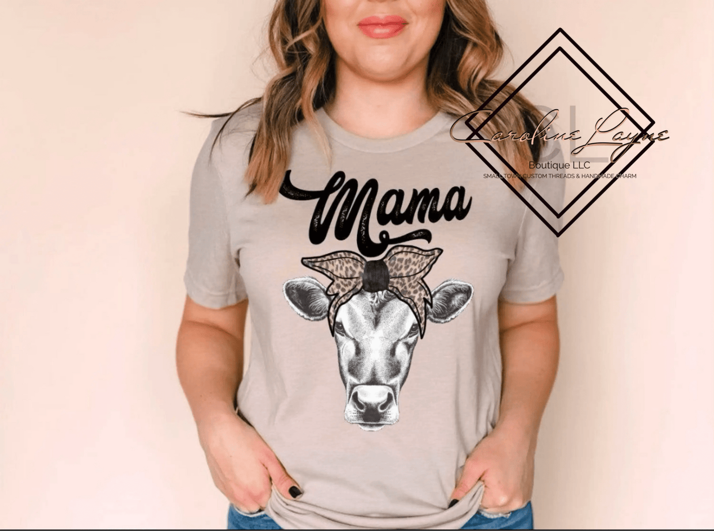 Retro Mama Cow Leopard Tee - Caroline Layne Boutique LLC