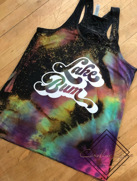 Reverse Tie Dye lake Bum Bleached Tank - Caroline Layne Boutique LLC