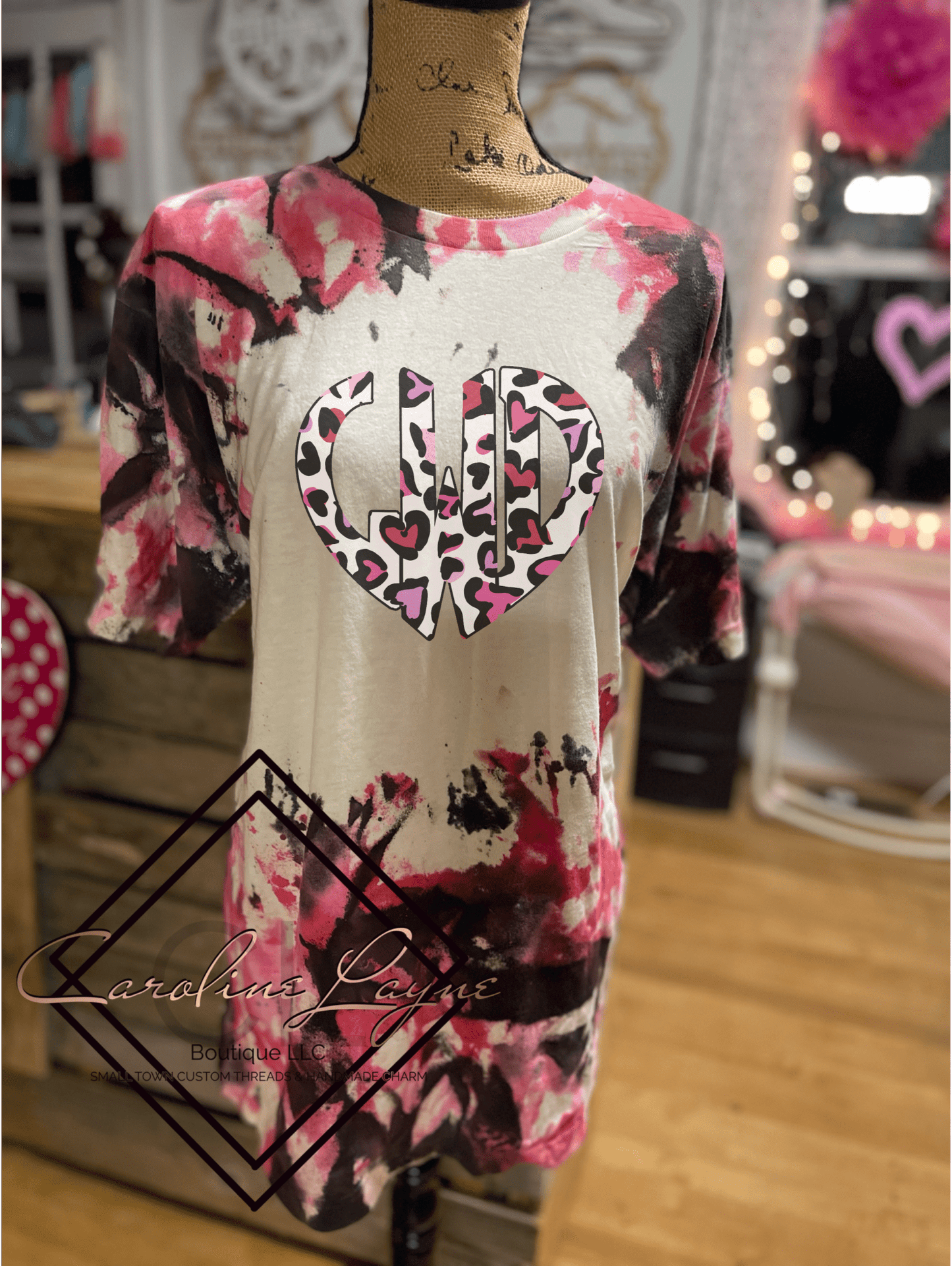 Reverse Tie Dye Monogrammed Valentine’s Day Tee - Caroline Layne Boutique LLC