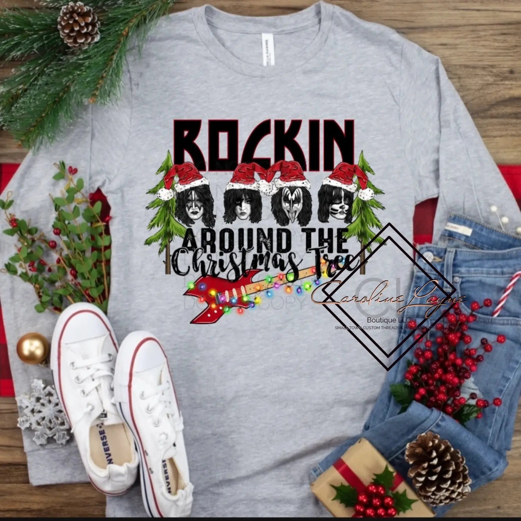 Rockin Around The Christmas Tree Long sleeve - Caroline Layne Boutique LLC