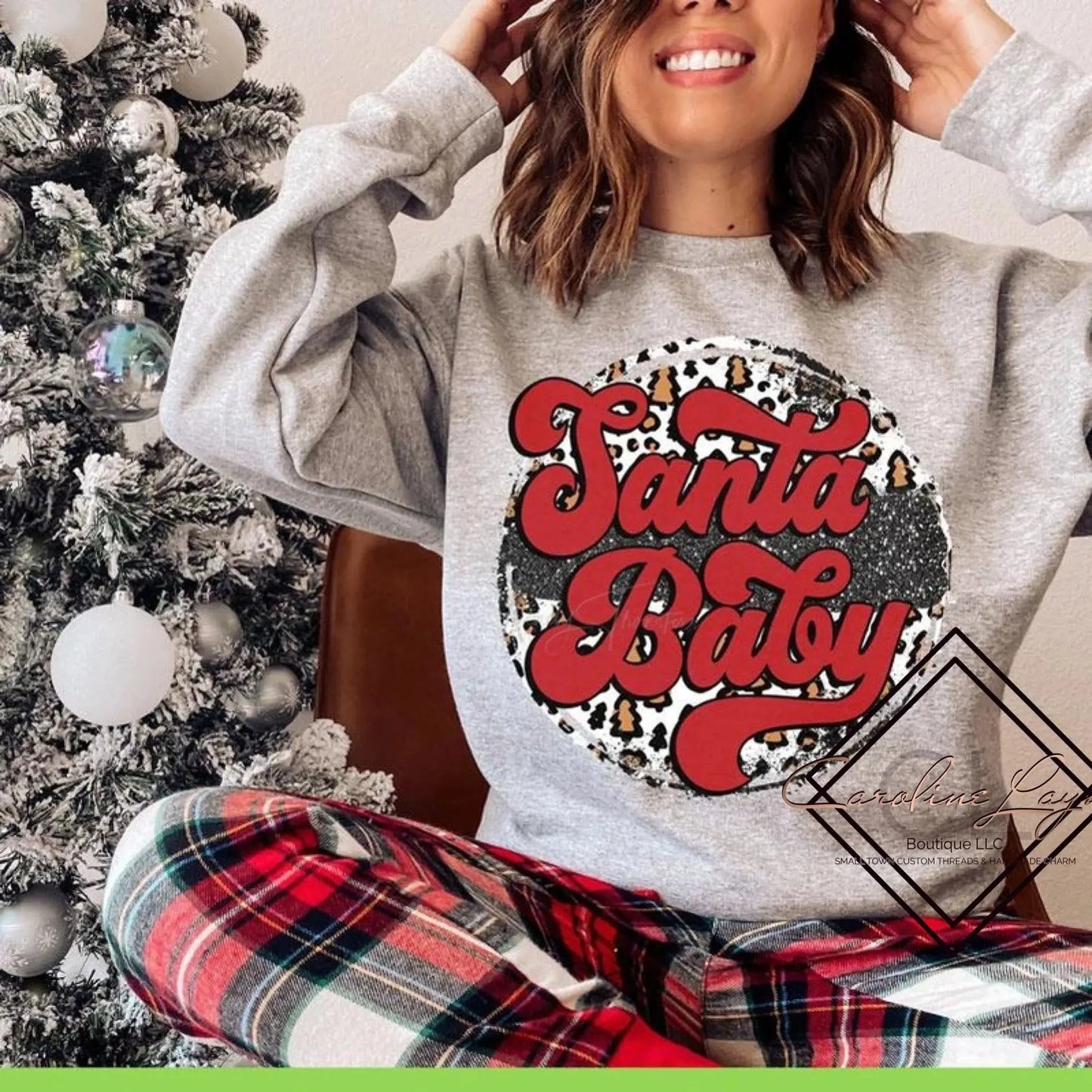 Santa Baby Leopard Sweatshirt - Caroline Layne Boutique LLC
