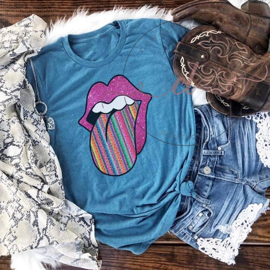 Serape Tongue Tee - Caroline Layne Boutique LLC