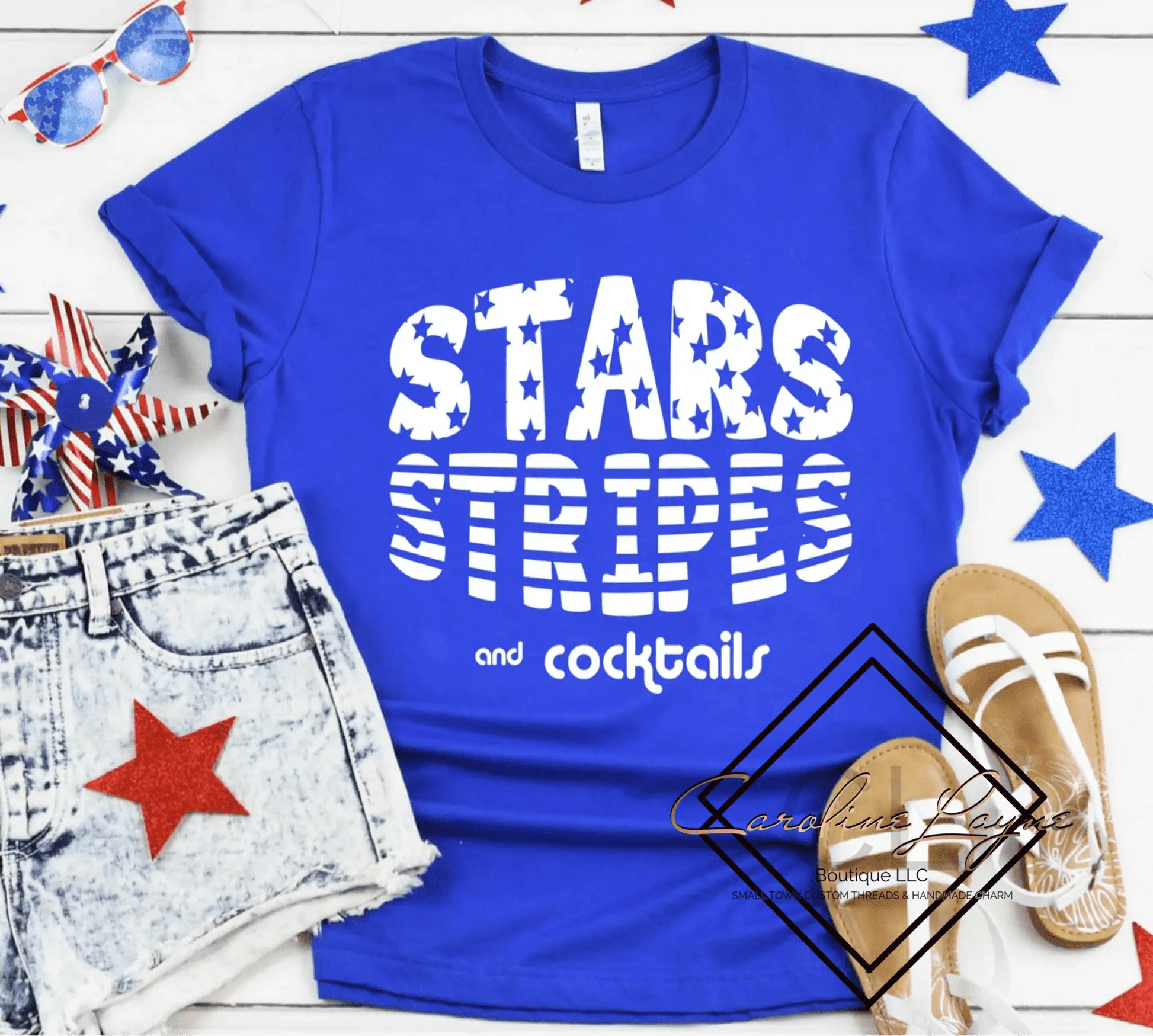 Stars Stripes and Cocktails Tee - Caroline Layne Boutique LLC