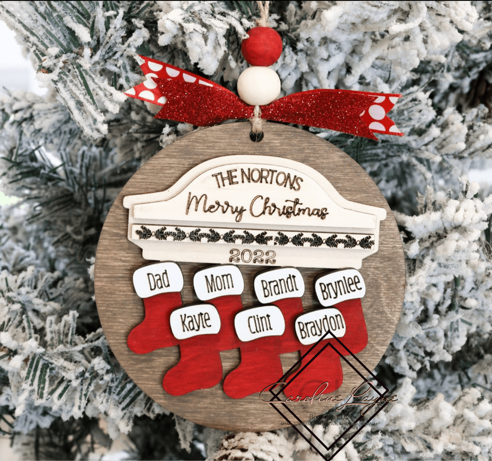 Stockings Name Christmas Ornament - Caroline Layne Boutique LLC