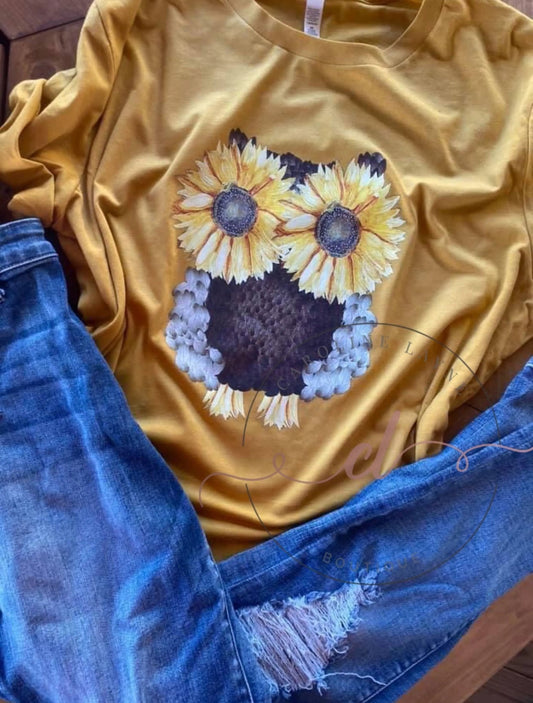 Sunflower Owl Tee - Caroline Layne Boutique LLC