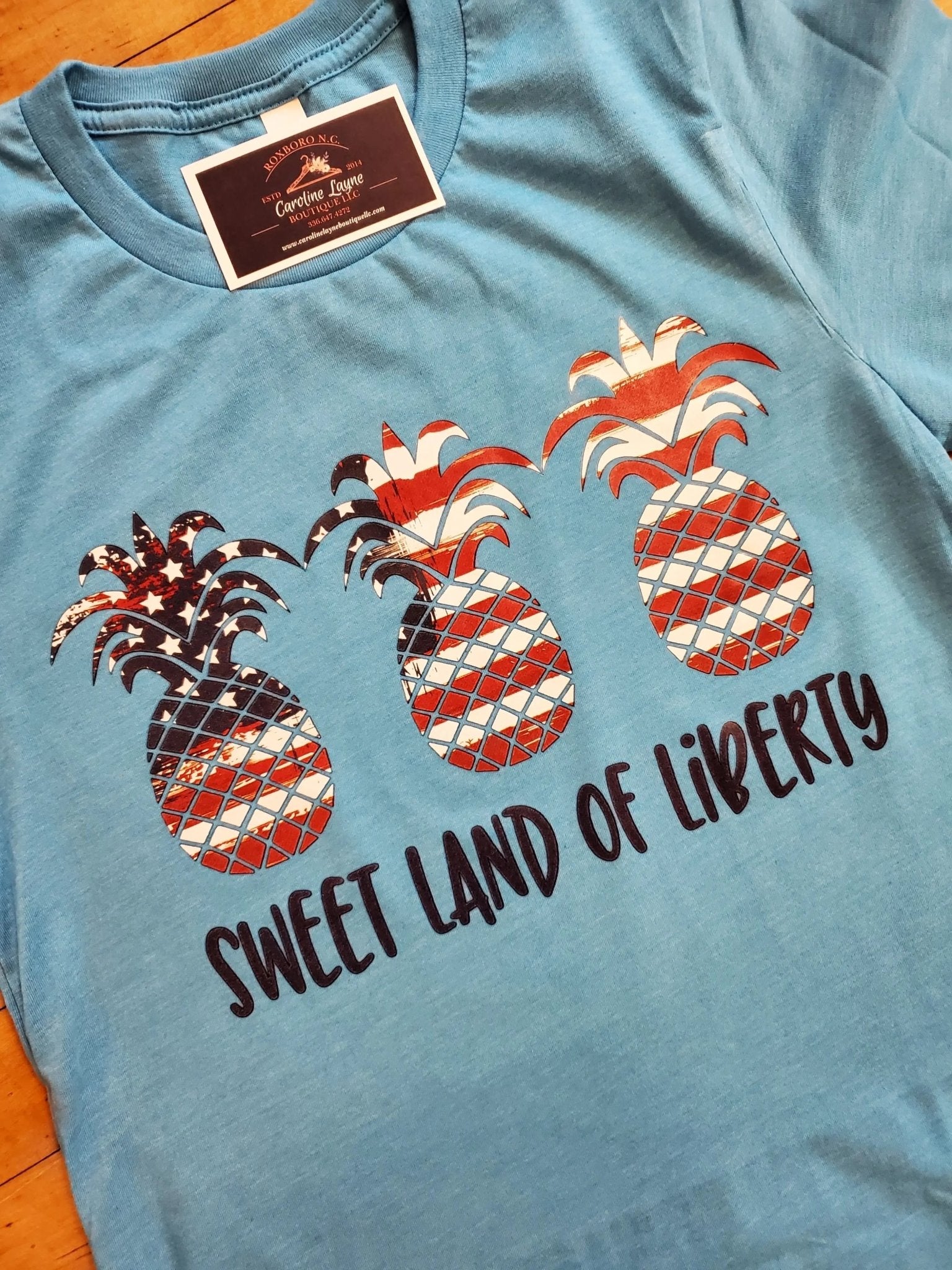 Sweet Land Of Liberty Pineapple Tee - Caroline Layne Boutique LLC