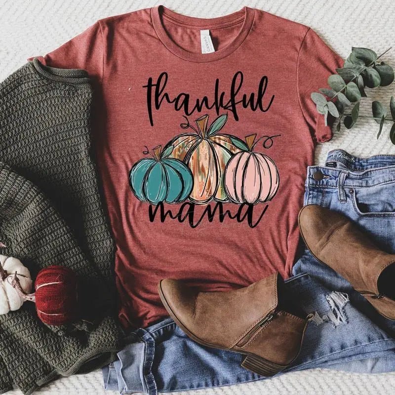 Thankful Mama Pumpkin Tee - Caroline Layne Boutique LLC