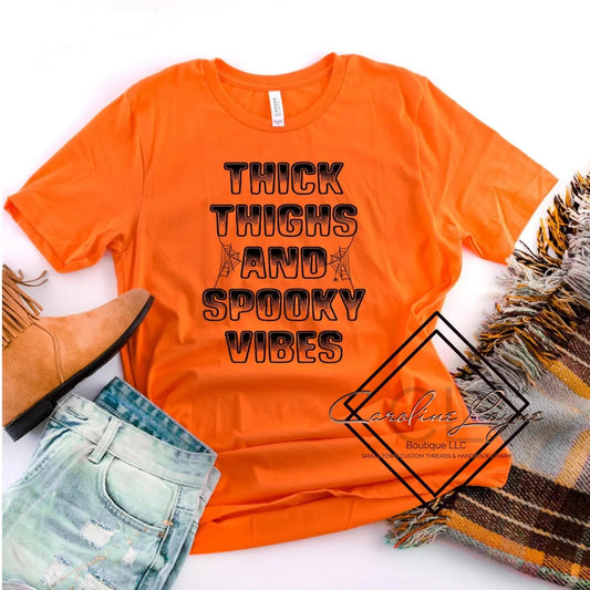 Thick Thighs And Spooky Vibes Tee - Caroline Layne Boutique LLC