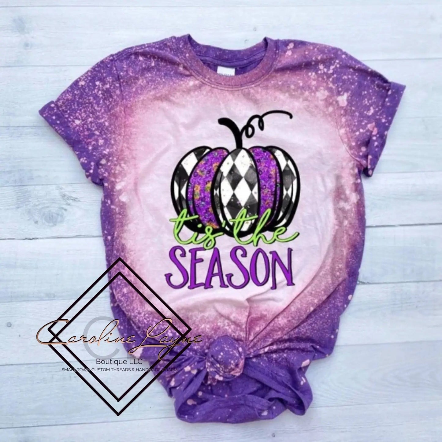 Tis The Season Pumpkin Bleached Tee - Caroline Layne Boutique LLC